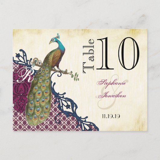 ネイビー&ベリーベリエレガントーダマスクピ結婚ャクズ ポストカード (裏面)