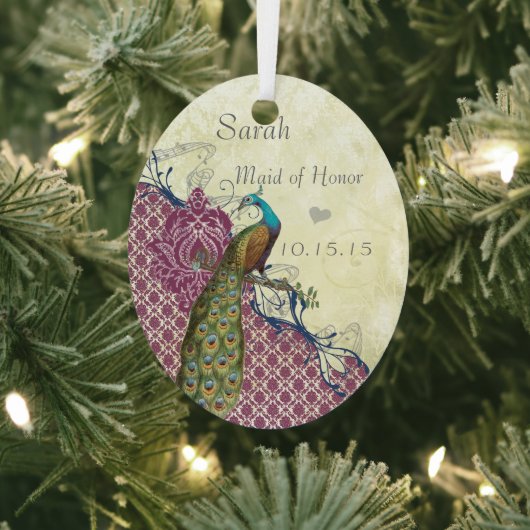 ネイビー&ベリーベリエレガントーダマスクピ結婚ャクズ メタルオーナメント (インサイチュ)