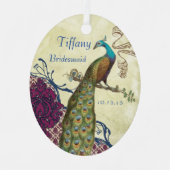 ネイビー&ベリーベリエレガントーダマスクピ結婚ャクズ メタルオーナメント (正面)