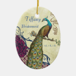 ネイビー&ベリーベリエレガントーダマスクピ結婚ャクズ メタルオーナメント