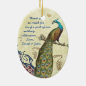 ネイビー&ベリーベリエレガントーダマスクピ結婚ャクズ メタルオーナメント (裏面)