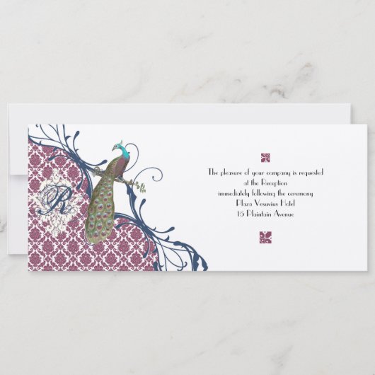 ネイビー&ベリーベリエレガントーダマスクピ結婚ャクズ 招待状 (正面)