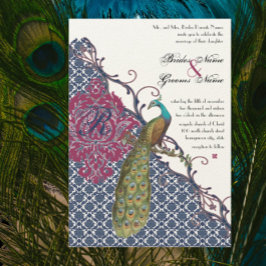 ネイビー&ベリーベリエレガントーダマスクピ結婚ャクズ 招待状