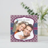 ネイビー&ベリーベリエレガントーダマスクピ結婚ャクズ 招待状 (スタンド正面)