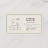 ネイビー・ベージュ磁器彫刻花瓶セラミック 名刺 (裏面)