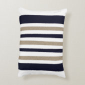 ネイビー/ベージュ/ホワイト紙ストライプズ アクセントクッション (裏面(縦))