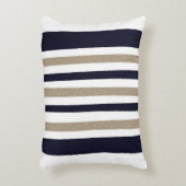 ネイビー/ベージュ/ホワイト紙ストライプズ アクセントクッション (正面(垂直))