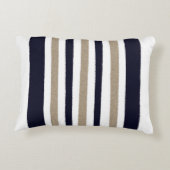 ネイビー/ベージュ/ホワイト紙ストライプズ アクセントクッション (裏面)