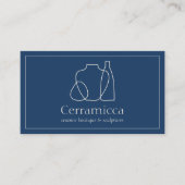 ネイビー ベージュ ポーセレン スカルプチャー 花瓶 セラミック 名刺 (正面)
