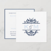 ネイビー＆ペールブルー特別注文 招待状 (正面/裏面)