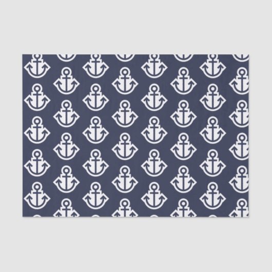 ネイビー&ホワイトいかりティッシュペーパー 薄葉紙 (正面)