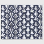 ネイビー・ホワイトいかり包装紙 ラッピングペーパー (フラット)