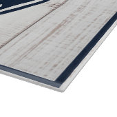 ネイビー&ホワイトいかり航海のファミリーネームビーチ カッティングボード (角)