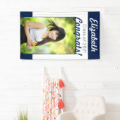 ネイビー&ホワイトおめでとうワンフォト卒業パーティー 横断幕 (インサイチュ)