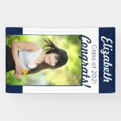 ネイビー&ホワイトおめでとうワンフォト卒業パーティー 横断幕 (横)