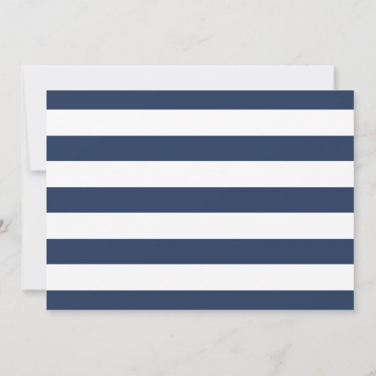 ネイビー&ホワイトかわいい書道モダン赤ちゃんシャワー 招待状 (裏面)