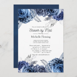 ネイビー・ホワイトとシルバーブライダルシャワーby Mail 招待状