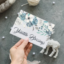 ネイビー＆ホワイトのクリスマスプレゼント 冬の花