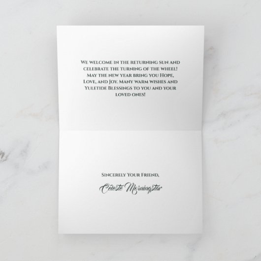 ネイビー & ホワイトのクリスマス ブレッシングス ウィンター フローラル シーズンカード (内部)