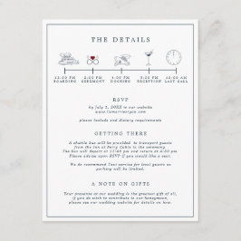 ネイビー+ホワイトのマリンテイストな結婚式の進行表カード エンクロージャーカード