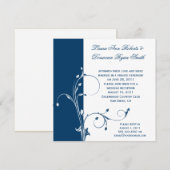 ネイビー・ホワイトの花柄 スワール 後日挙式 招待状 (正面/裏面)