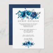 ネイビー&ホワイトウォーター結婚カラーズゲスト詳細 エンクロージャーカード (正面/裏面)
