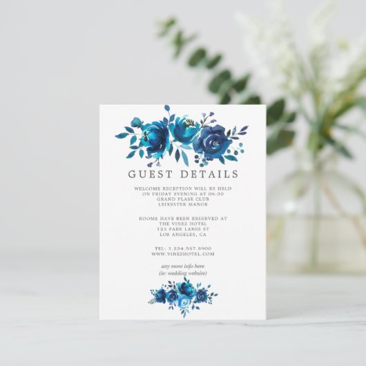 ネイビー&ホワイトウォーター結婚カラーズゲスト詳細 エンクロージャーカード (スタンド正面)