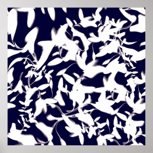 ネイビー&ホワイトカラーデザイン製植物製 ポスター (正面)