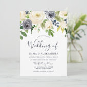 ネイビー&ホワイトゴージャスモダンフ結婚ァラス 招待状 (スタンド正面)