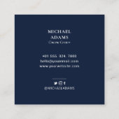 ネイビー&ホワイトシンプルフォトモダンソーシャルメディア スクエア名刺 (裏面)