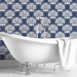 ネイビー&ホワイトシーシェル 壁紙