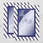 ネイビー・ホワイトストライプ招待状 招待状 (正面/裏面)