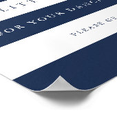 ネイビー&ホワイトストライプ結婚ズのフリップフロップ記号 ポスター (角)