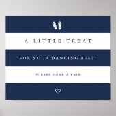 ネイビー&ホワイトストライプ結婚ズのフリップフロップ記号 ポスター (正面)