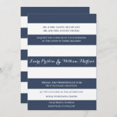 ネイビー&ホワイトストライプ結婚式招待状 招待状 (正面/裏面)