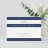 ネイビー&ホワイトストライプRSVPカード 出欠カード (スタンド正面)
