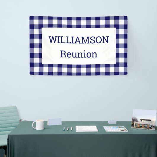 ネイビー&ホワイトバッファローチェック懇親会パーティー 横断幕 (トレードショー)