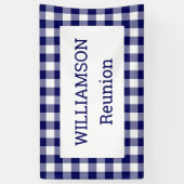 ネイビー&ホワイトバッファローチェック懇親会パーティー 横断幕 (縦)