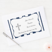 ネイビー&ホワイトバプティスステッカー 長方形シール (封筒)