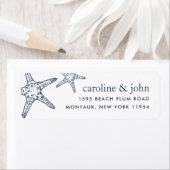 ネイビー&ホワイトヒトデ差出人住所 ラベル (インサイチュ)