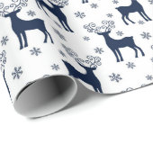 ネイビー&ホワイトフェスティバルクリスマストナディアパターン ラッピングペーパー (ロールコーナー)