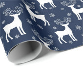 ネイビー&ホワイトフェスティバルクリスマストナディアパターン ラッピングペーパー (ロールコーナー)