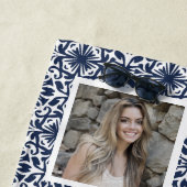 ネイビー&ホワイトフォトパターン（の模様が）あるコラージモノグラム ビーチタオル (インサイチュ)