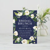 ネイビー&ホワイトフローラリースブライダルシャワーブランチ 招待状 (スタンド正面)