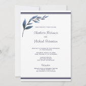 ネイビー&ホワイトフローラリーフ結婚式招待状 招待状 (正面)