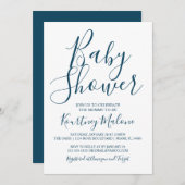 ネイビー&ホワイトベビーシャワー招待状 招待状 (正面/裏面)