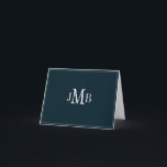 ネイビー&ホワイトモノグラム折り畳み感謝カード サンキューカード<br><div class="desc">ビジネス対応のためモノグラムのに白いイニシャルで空白のサンキューカードを折り畳み素晴らしたネイビーブルバックグラウンド。</div>