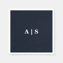 ネイビー&ホワイトモノグラム結婚ズカクテル