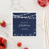 ネイビー&ホワイトライトメリークリスマスホリデーパーティー スタンダードカクテルナプキン (インサイチュ)