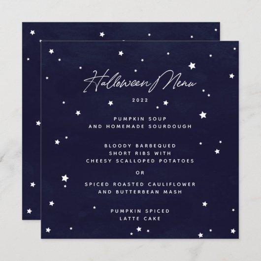 ネイビー/ホワイト分散スターズスクエア/ラウンドハロウィン メニュー (正面/裏面)